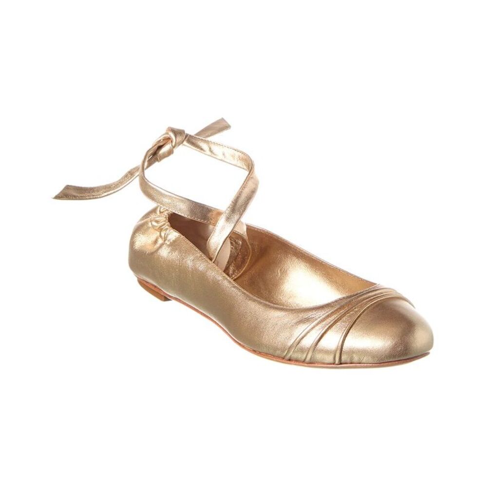 Alexandre Birman Clarita Leather Ballet Flat, Gold